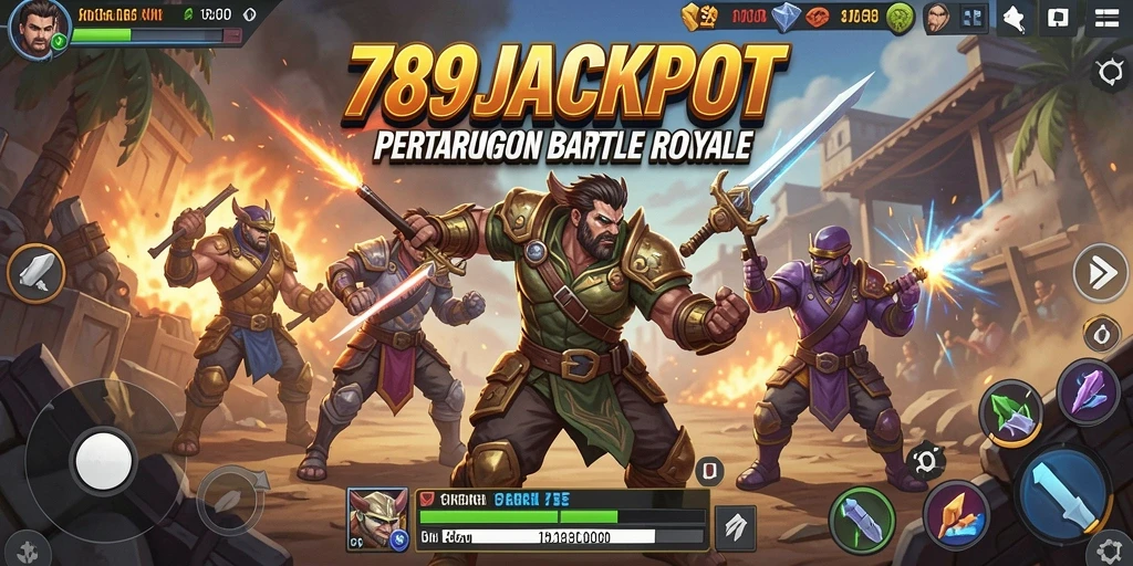 Screenshot 789JACKPOT menampilkan aksi pertarungan Battle Royale yang mendebarkan.