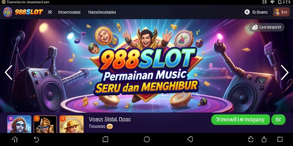 Tampilan utama gameplay 988SLOT yang penuh warna dan interaktif.