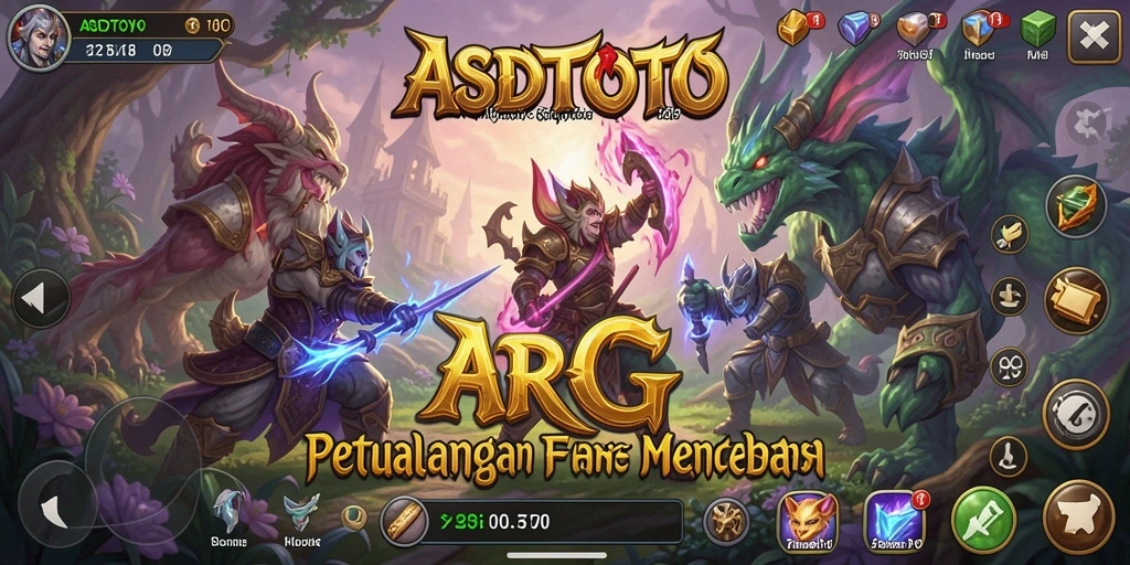 Tampilan gameplay ASDTOTO dengan pertarungan yang seru dalam dunia fantasi.