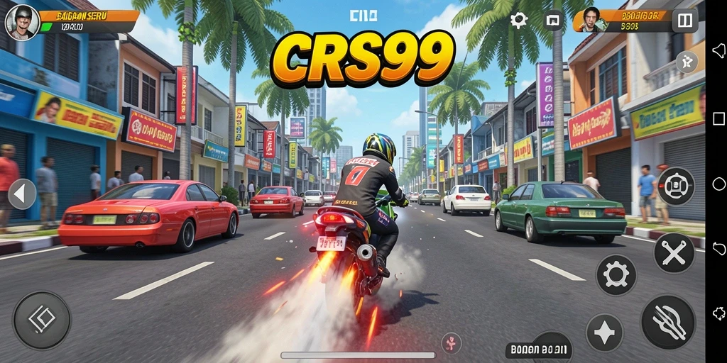 Tampilan gameplay balapan seru dalam CRS99.