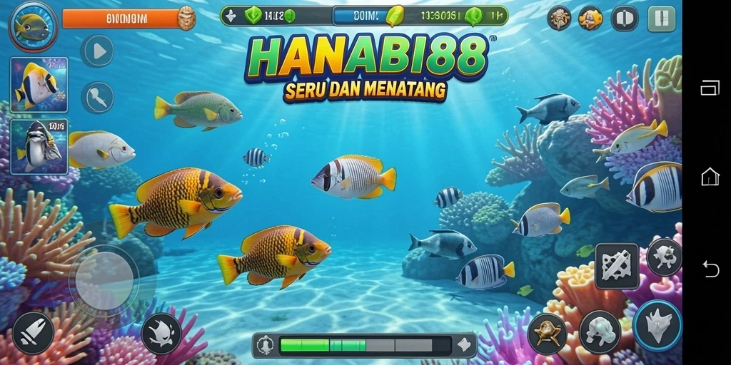 Screenshot permainan Tembak Ikan HANABI88 dengan aksi menembak yang seru.