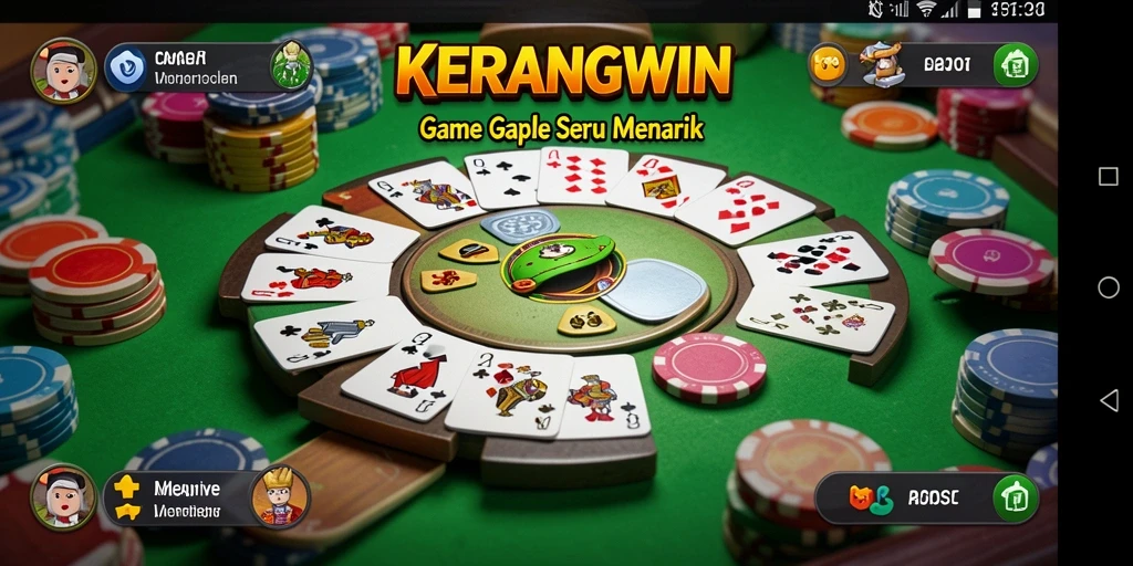 Screenshot gameplay KERANGWIN yang menampilkan suasana seru bermain Gaple.