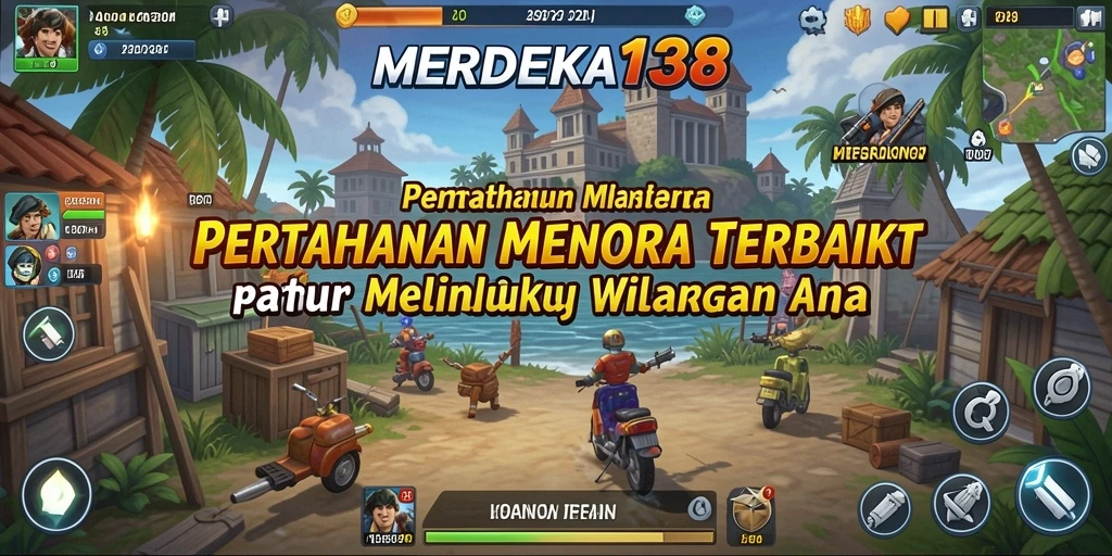 Tampilan gameplay seru dari MERDEKA138 yang menampilkan strategi Tower Defense.