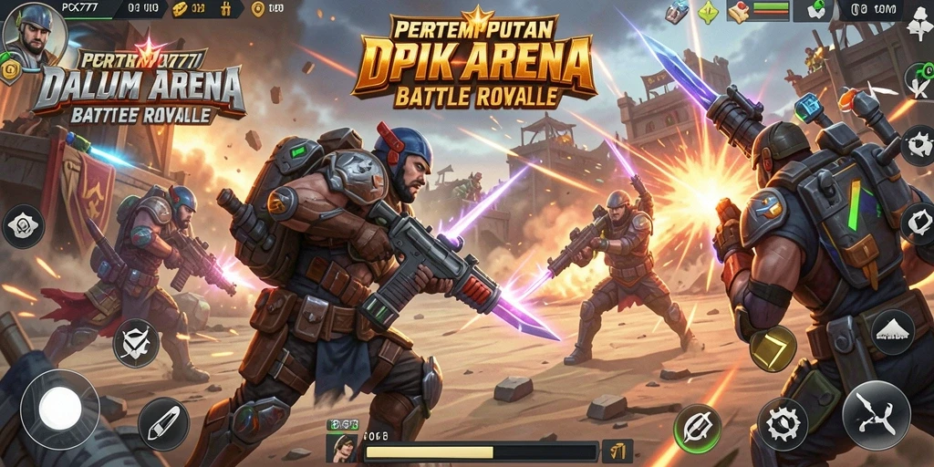 Menampilkan aksi seru di arena Battle Royale PCX777.