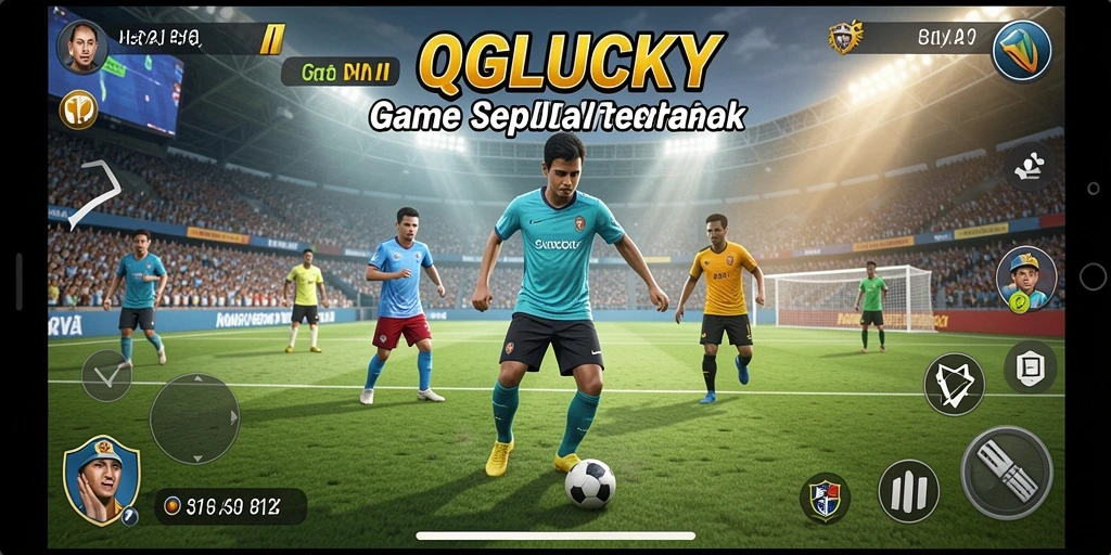 Gameplay QGLUCKY: Nikmati aksi seru di lapangan sepak bola.