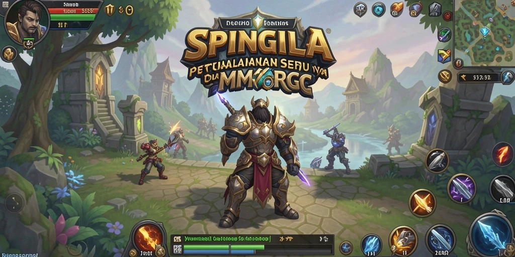 Tampilan gameplay SPINGILA menampilkan pertempuran seru dan penjelajahan dunia fantasi.