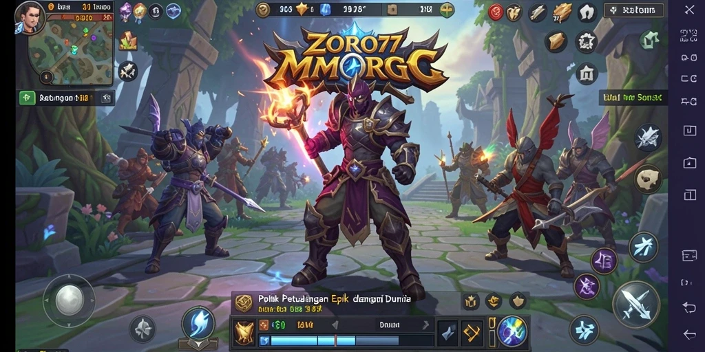 Tangkapan layar dari gameplay ZORO77 dengan aksi seru dalam pertempuran MMORPG.